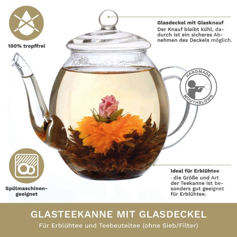 Creano Teekanne aus Glas mit Deckel für 500 ml