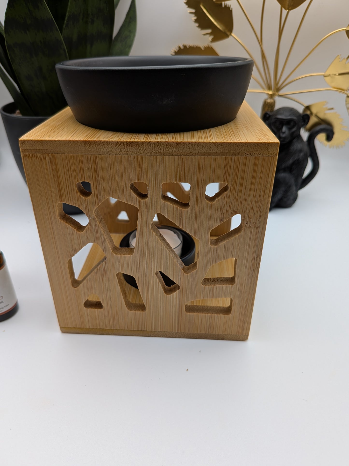 Pajoma Duftlampe Bali / Pattern Keramik schwarz aus Bambusholz