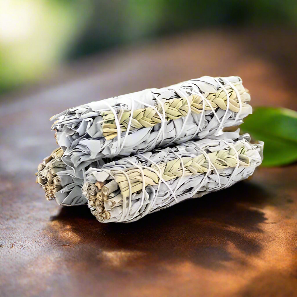 Green Tree Räucherbündel Weißer Salbei und Mariengras (Süßgras) 10 cm