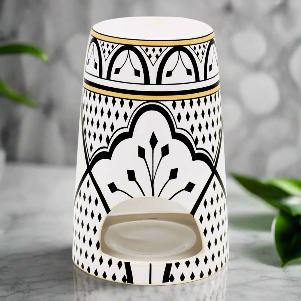 Scentchips Duftlampe Flower Power Schwarz Weiß 10x10x15 cm