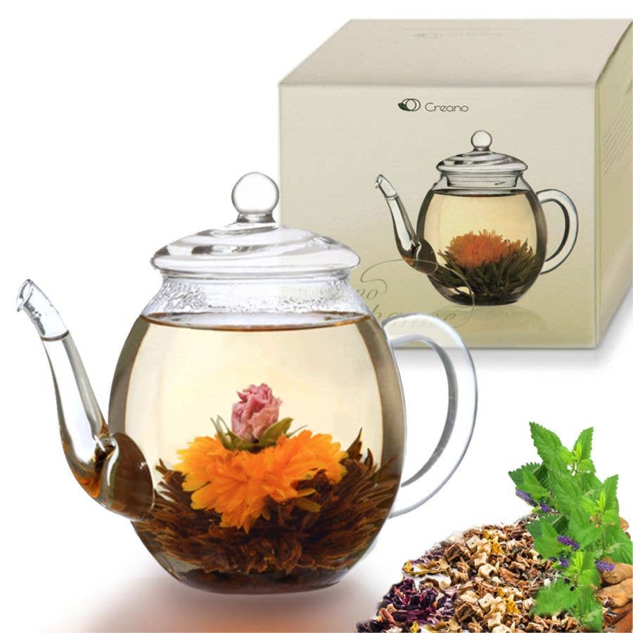 Creano Teekanne aus Glas mit Deckel für 500 ml