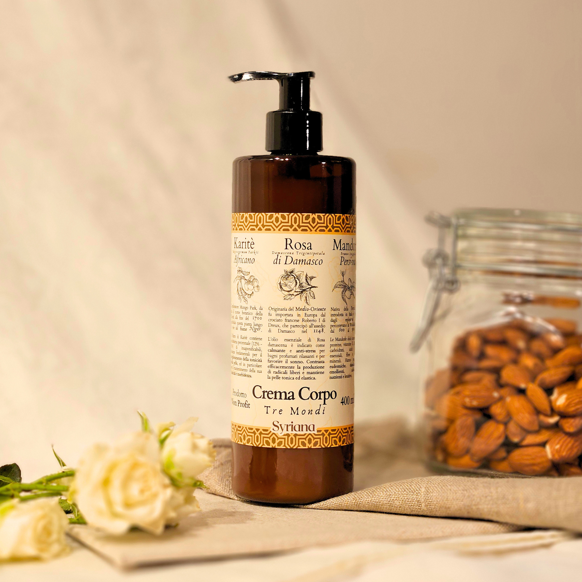 Syriana Körpercreme 3 Welten Sheabutter, Mandel und Damaszener Rose 400 ml