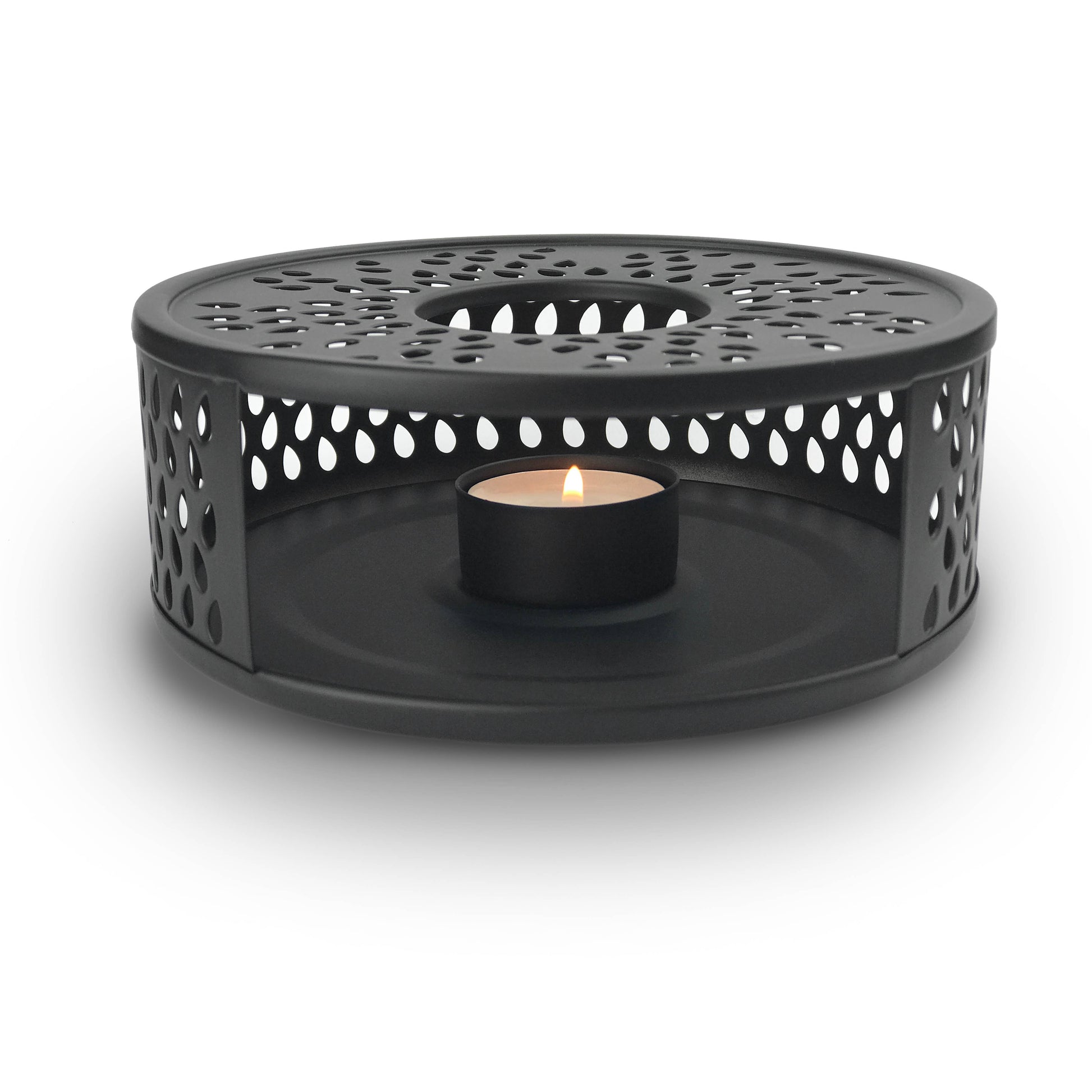 Creano Teewärmer Stövchen Leaf Classic Schwarz aus Edelstahl