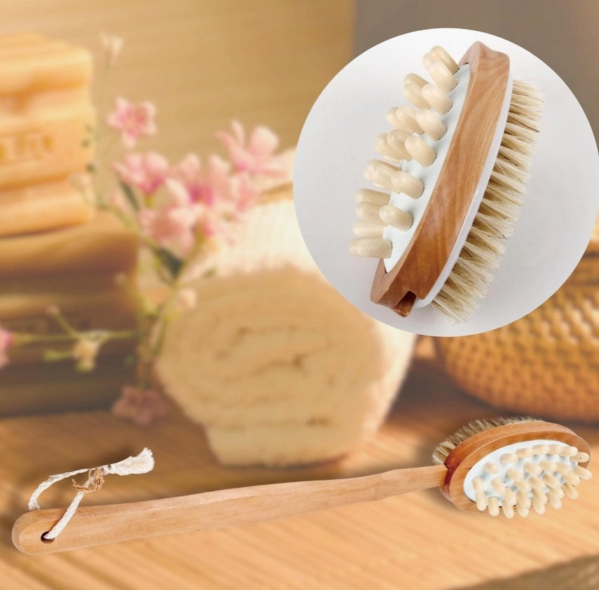 Sun & Sia Badebürste Dualsense Abnehmbarer Griff mit Naturborsten aus Holz