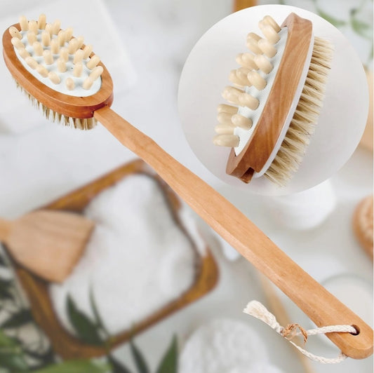 Sun & Sia Badebürste Dualsense Abnehmbarer Griff mit Naturborsten aus Holz