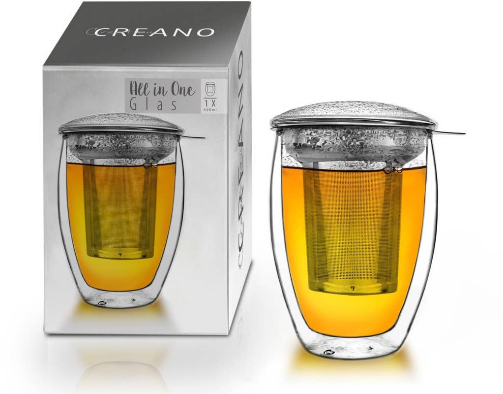 Creno Doppelwandiges Thermoglas & Edelstahlfilter 400ml