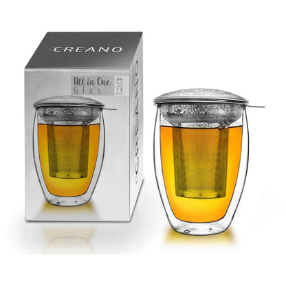Creno Doppelwandiges Thermoglas & Edelstahlfilter 400ml