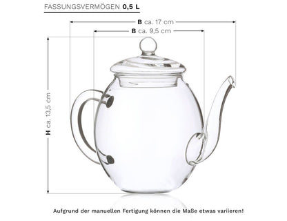 Creano Teekanne aus Glas mit Deckel für 500 ml