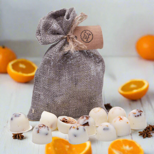 Beauty Scents Duftwachs im Leinenbeutel / Orange und Zimt 10 Stück